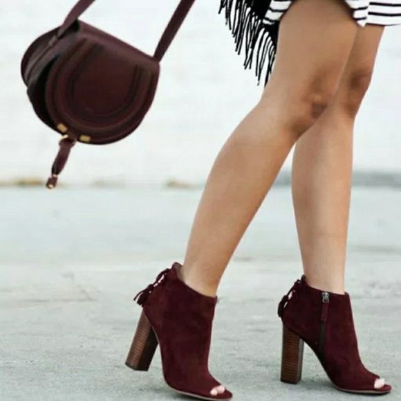 SOLD NWOT Halogen Burgandy Suede Booties - Picture 8 of 8