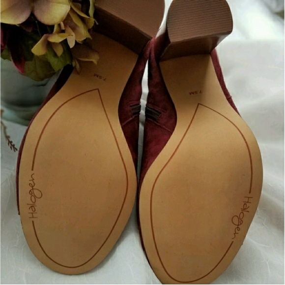 SOLD NWOT Halogen Burgandy Suede Booties - Picture 6 of 8