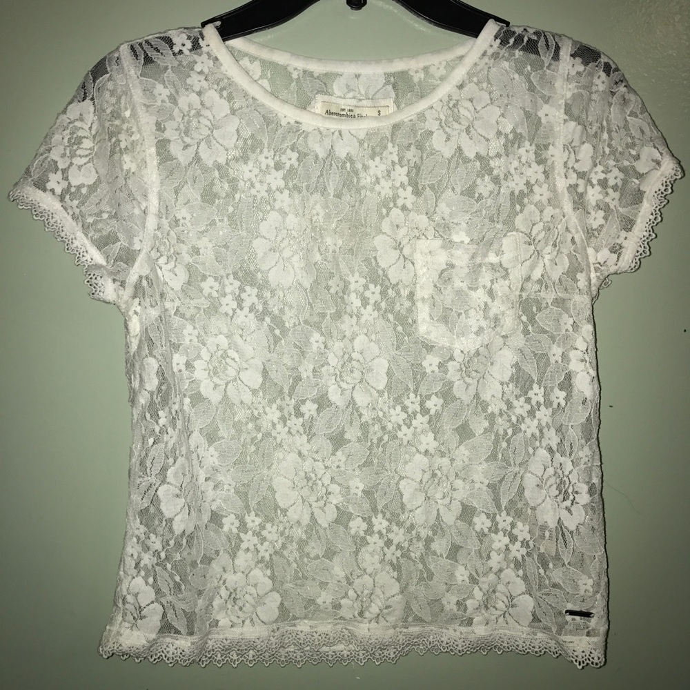 A&F White Lace Top