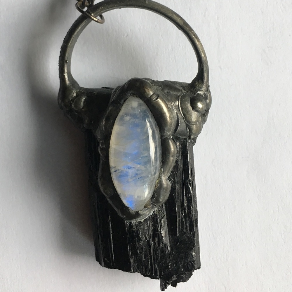 Black Tourmaline & Moonstone Necklace
