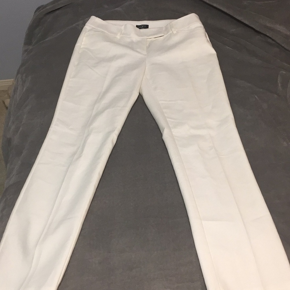 White Straight-leg Ankle Cropped Pants from Loft