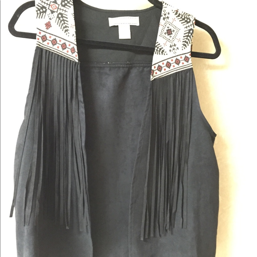Faux Leather Fringe Vest