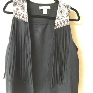 Faux Leather Fringe Vest