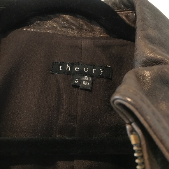 Theory Brown Leather Jacket - Picture 2 of 3