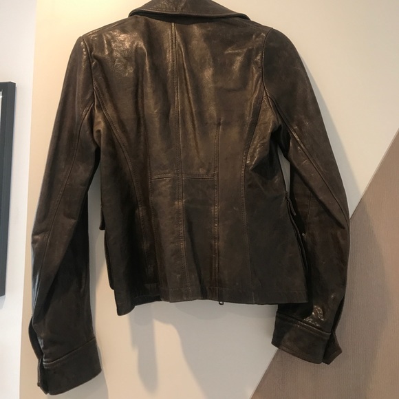 Theory Brown Leather Jacket - Picture 3 of 3