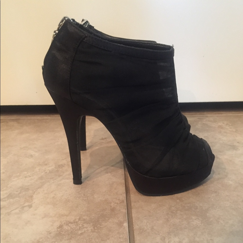 Chinese Laundry Satin/Mesh Peep Toe Booties