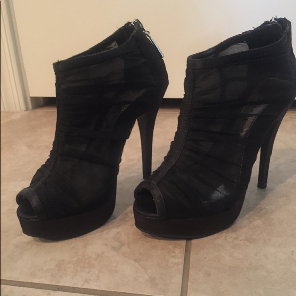 Chinese Laundry Satin/Mesh Peep Toe Booties - Picture 4 of 8