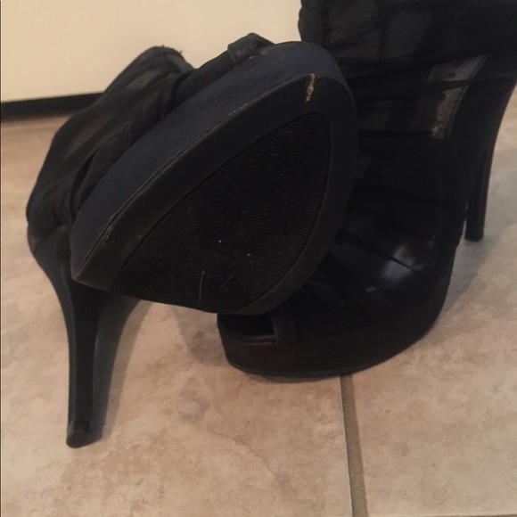 Chinese Laundry Satin/Mesh Peep Toe Booties - Picture 6 of 8