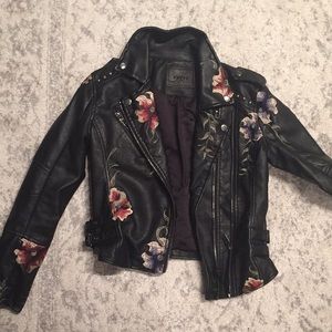Blank NYC floral/studded leather jacket