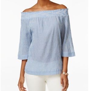 Tommy Hilfiger Off the Shoulder Striped Top