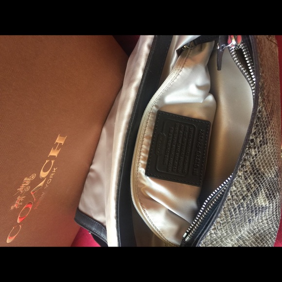 COACH Faux Snakeskin Shoulder/Wrist Bag - Picture 2 of 5