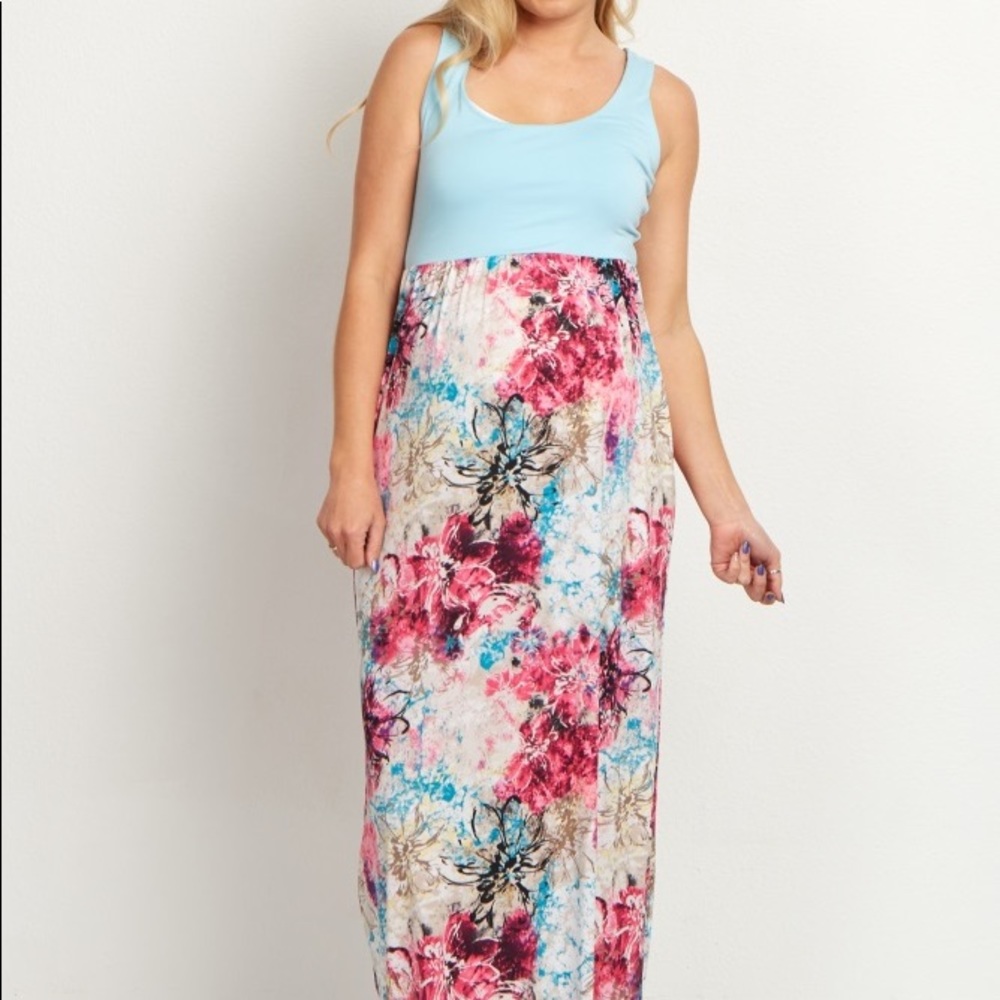 Maternity Aqua & Pink Maxi - Size XL