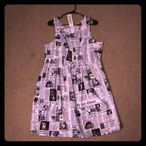 Cat newsprint plus size dress 1X