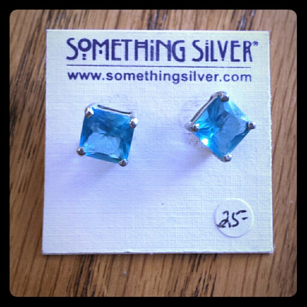 Blue Square Stud Earrings