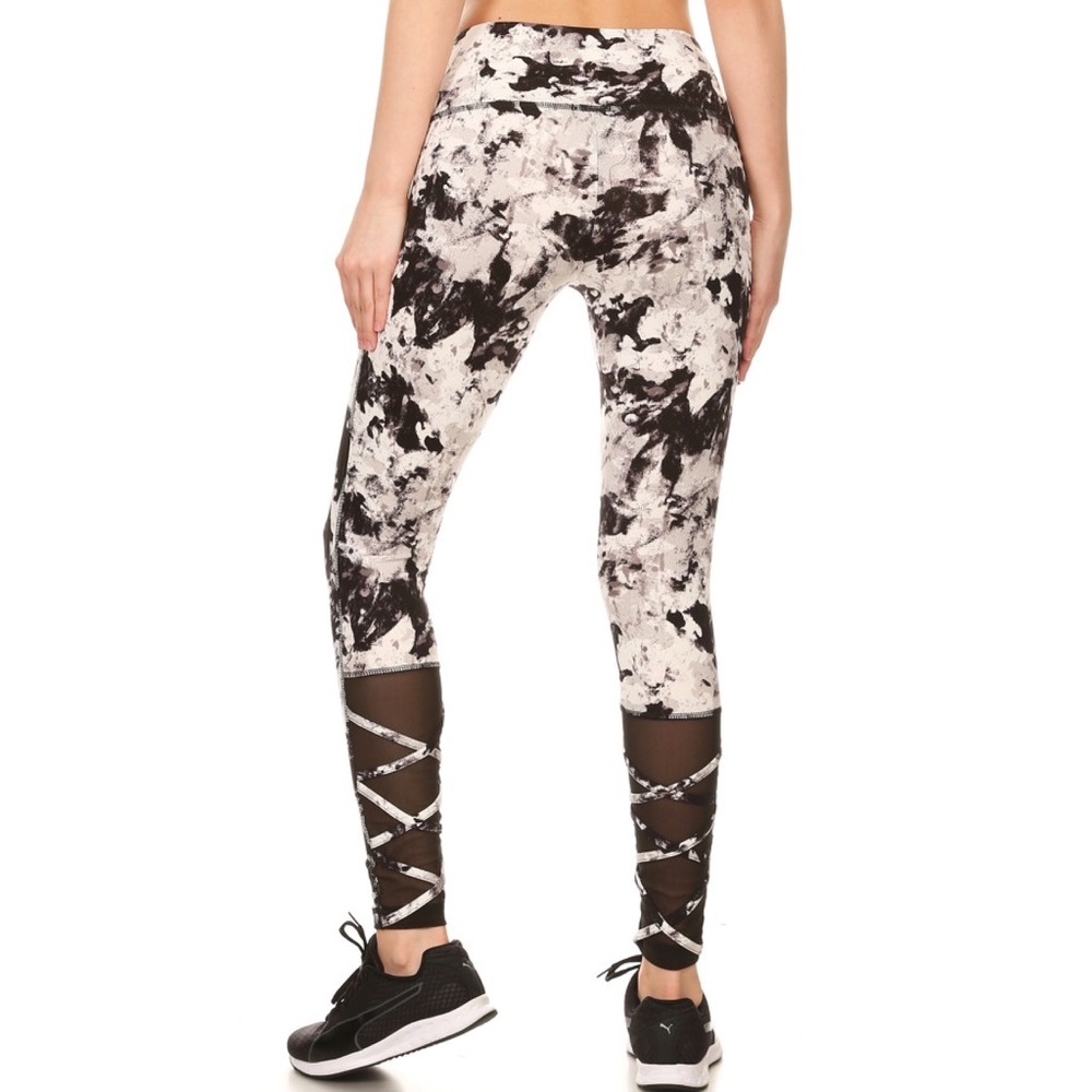 Comfy Tie Dye Strappy Leggings Criss Cross Soft - Picture 4 of 7