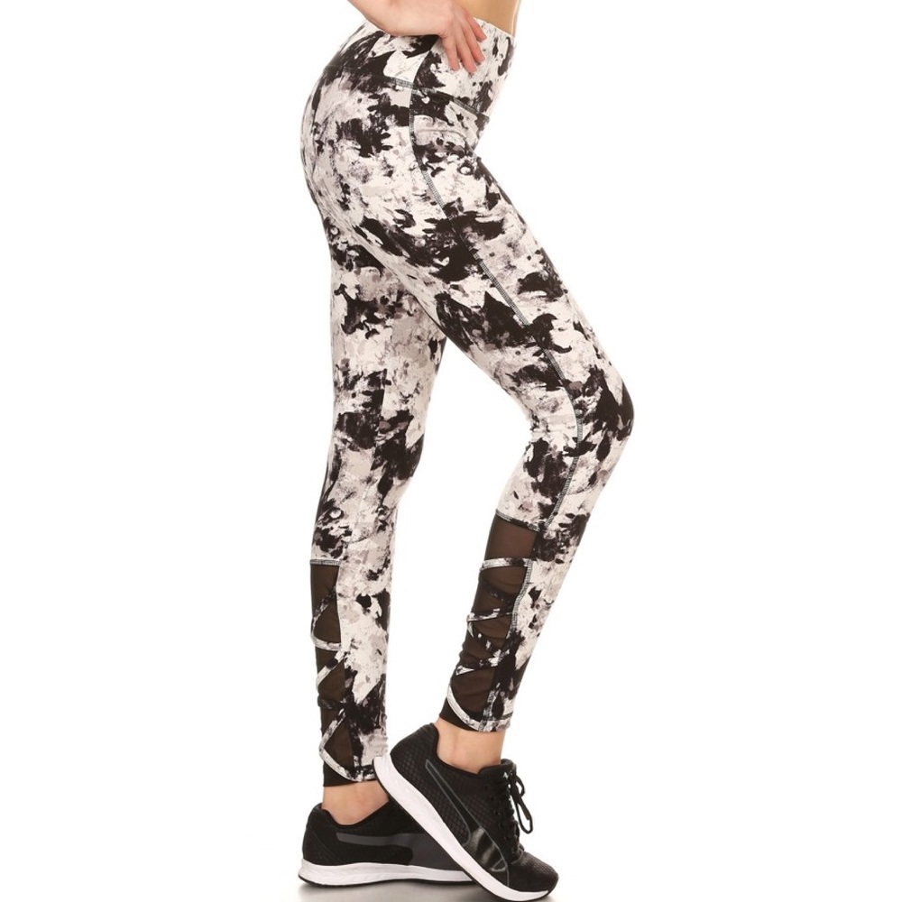 Comfy Tie Dye Strappy Leggings Criss Cross Soft - Picture 7 of 7