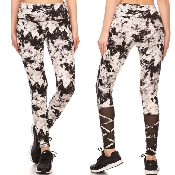 Comfy Tie Dye Strappy Leggings Criss Cross Soft - Picture 3 of 7