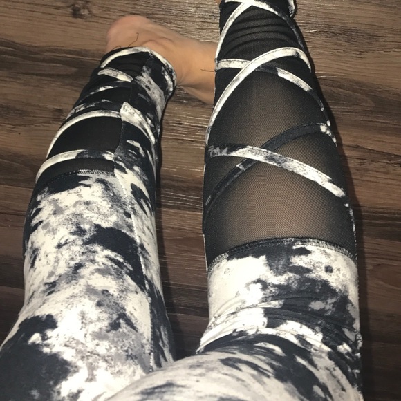 Comfy Tie Dye Strappy Leggings Criss Cross Soft - Picture 2 of 7