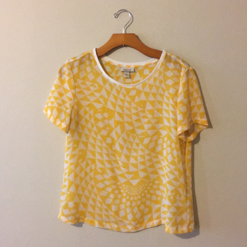YELLOW & WHITE PRINT BLOUSE