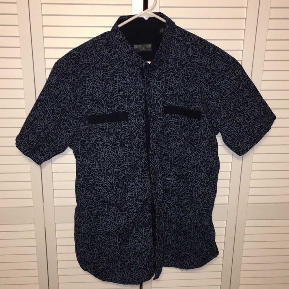 Blue button down short sleeved shirt