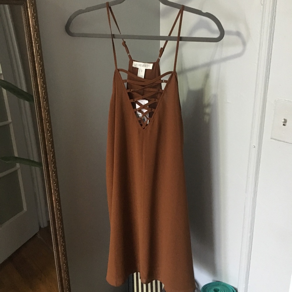 Lace Up Cognac Forever 21 Minidress
