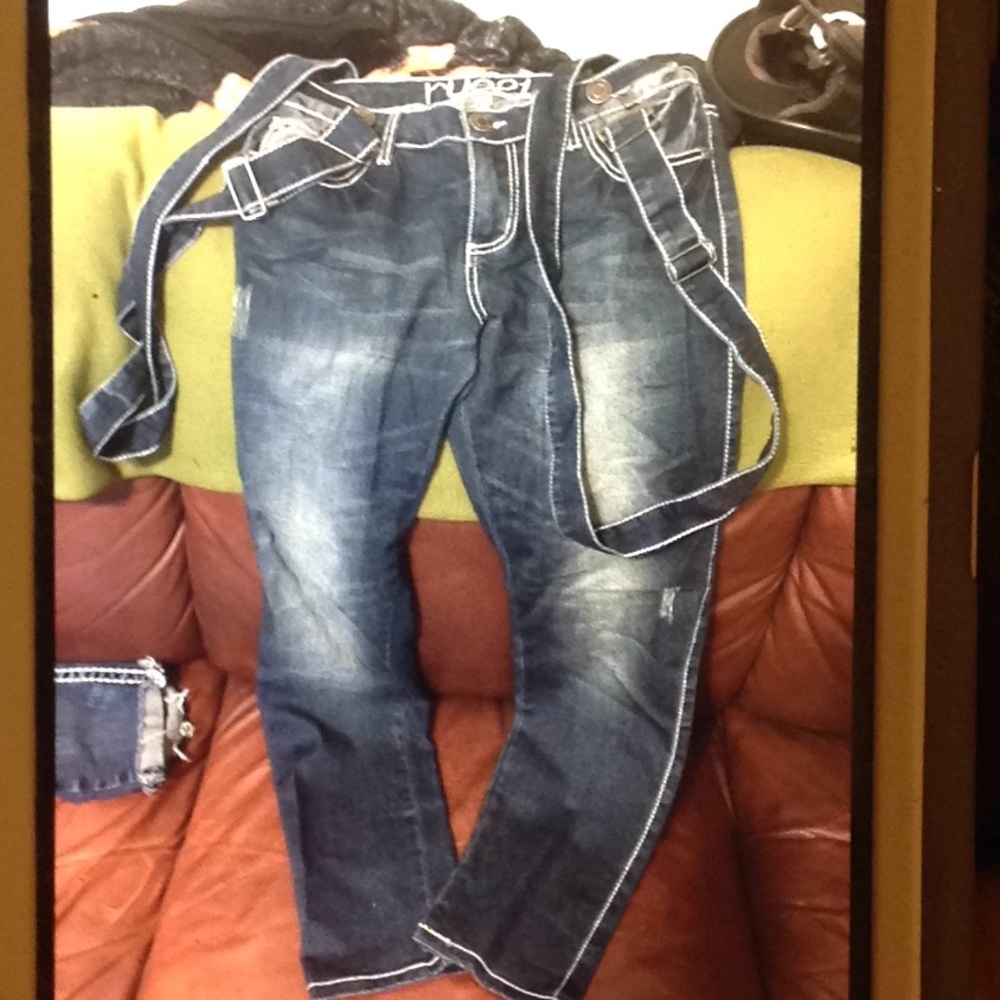 Denim overall pants