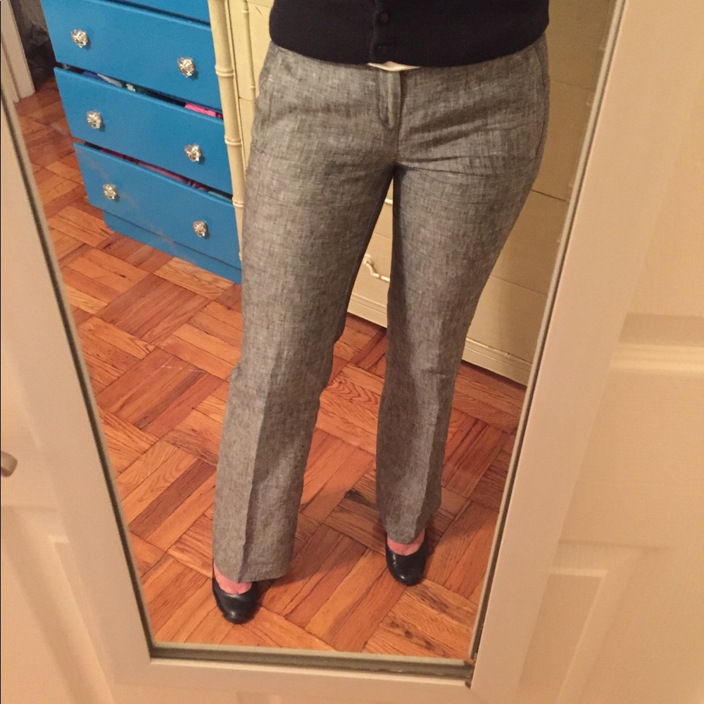 Banana Republic gray linen wide leg trousers
