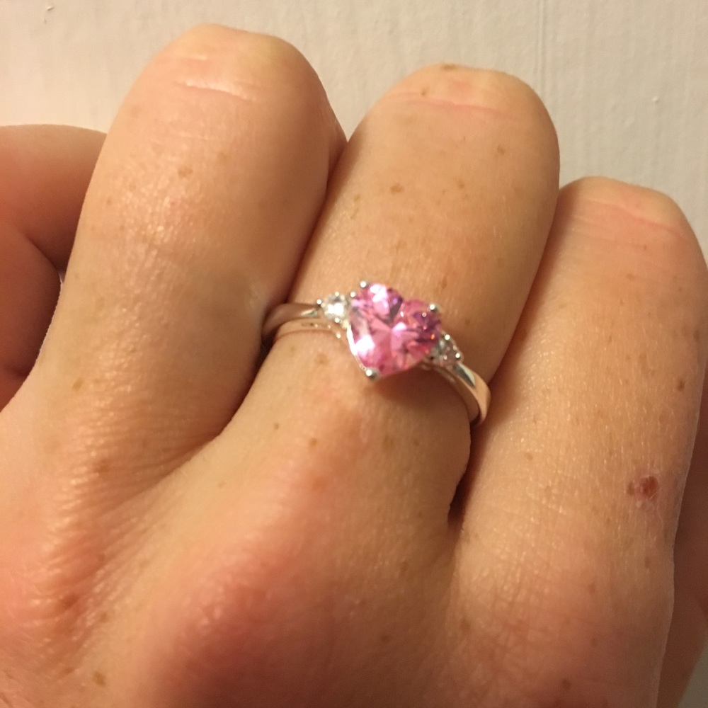 925 sterling silver pink promise ring