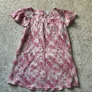 Banana Republic pink silk flutter sleeve blouse