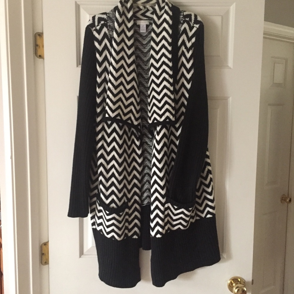 Chico's Black and White Cardigan