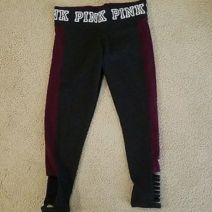 VS Pink Maroon and Gray Leggings NWOT