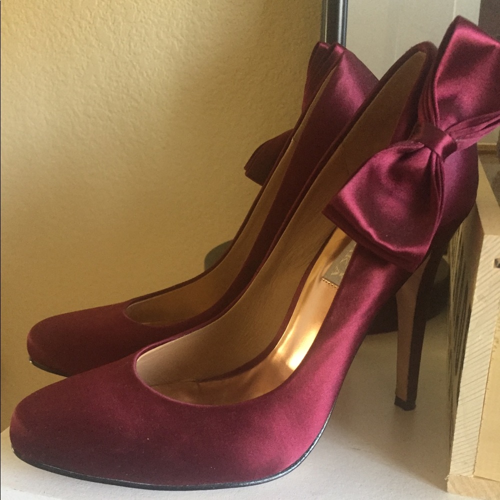Burgundy Badgley Mischka Satin Heels