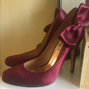 Burgundy Badgley Mischka Satin Heels