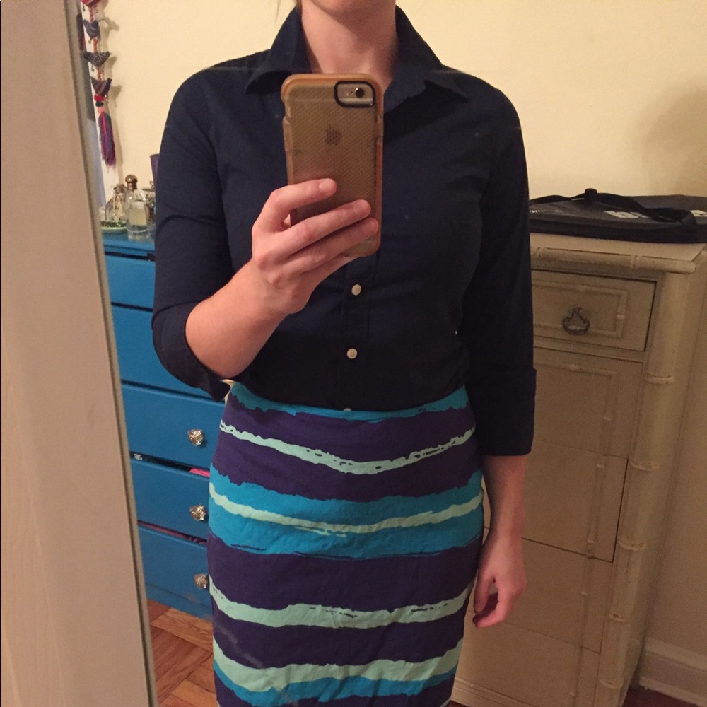 Navy 3/4 sleeve button down