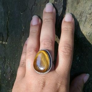 sterling silver tiger's eye ring