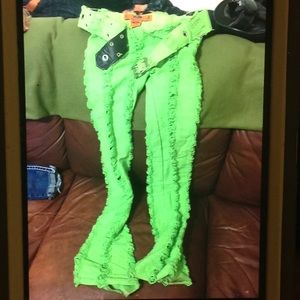 Lime green stretchy pants
