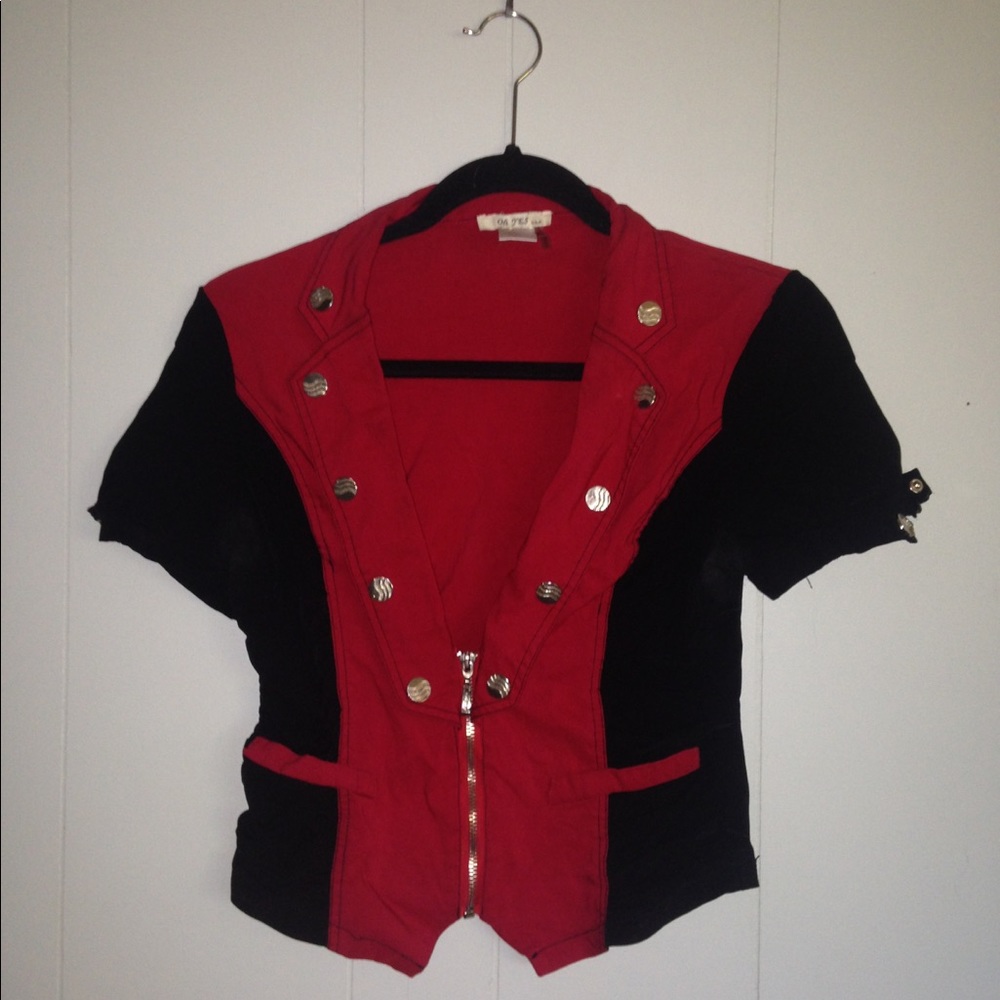 Cool black and red short sleeve jacket
