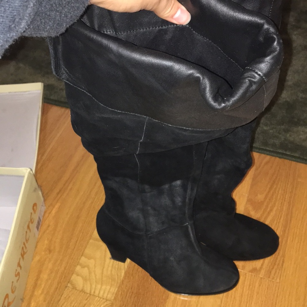 {Restricted} over the knee boots