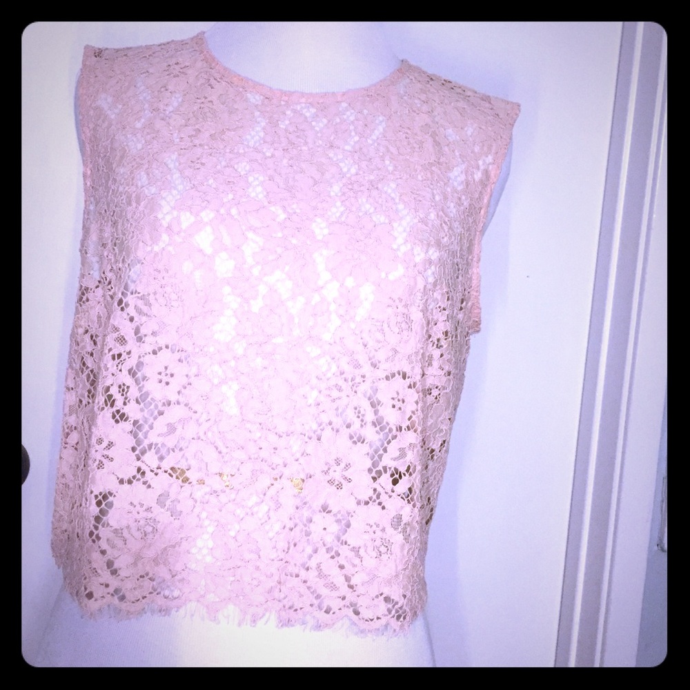 Pink lace tank top