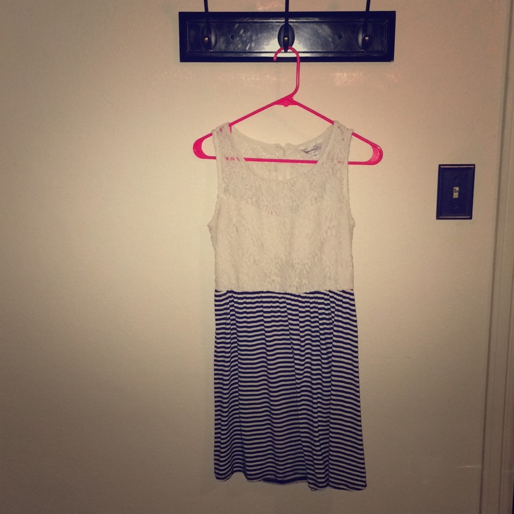 Navy and Cream Striped Dress