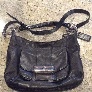 Coach cross-body black leather purse