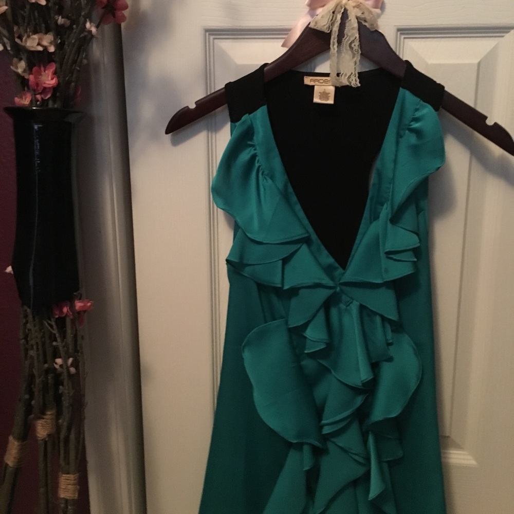 Arden B: silk turquoise blouse