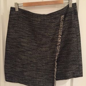 Faux-Wrap Tweed Skirt