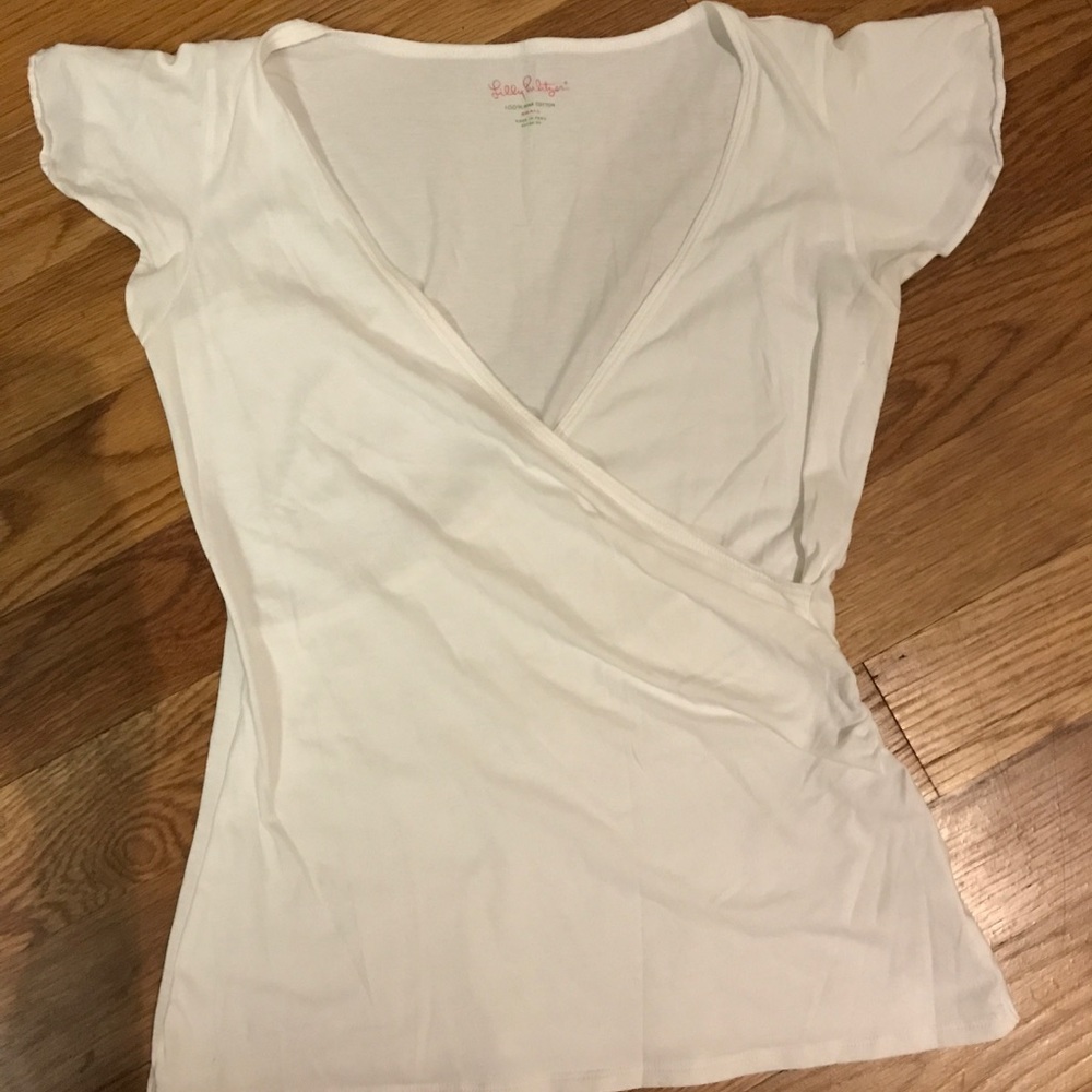 Lilly Pulitzer White Wrap-front Top