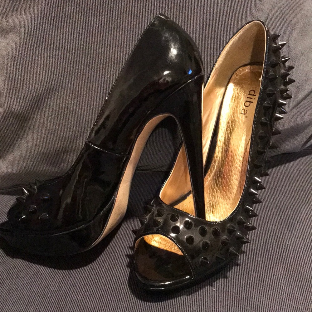 Black spiked stilettos