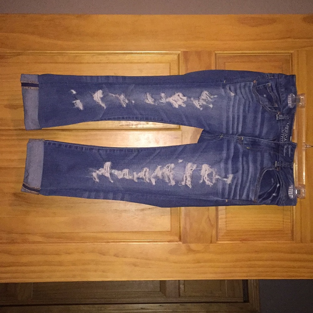 AE  SUPER SUPER Stretch distressed crops