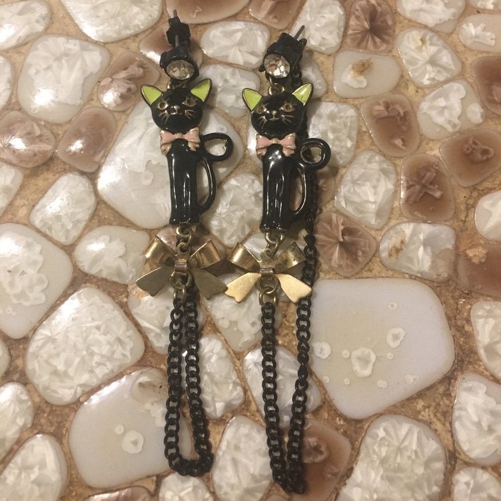 Black Cat Betsey Johnson Earrings!
