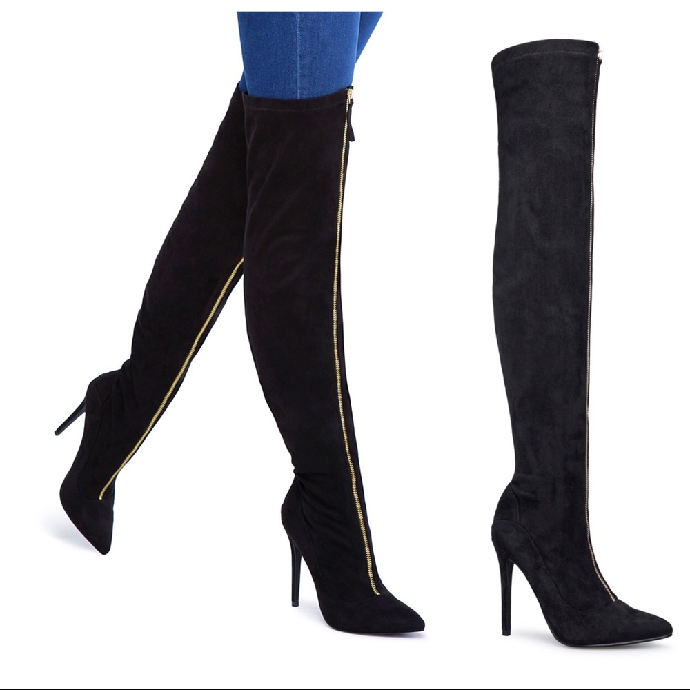 [ShoeDazzle] Black Over the Knee Heel Boots