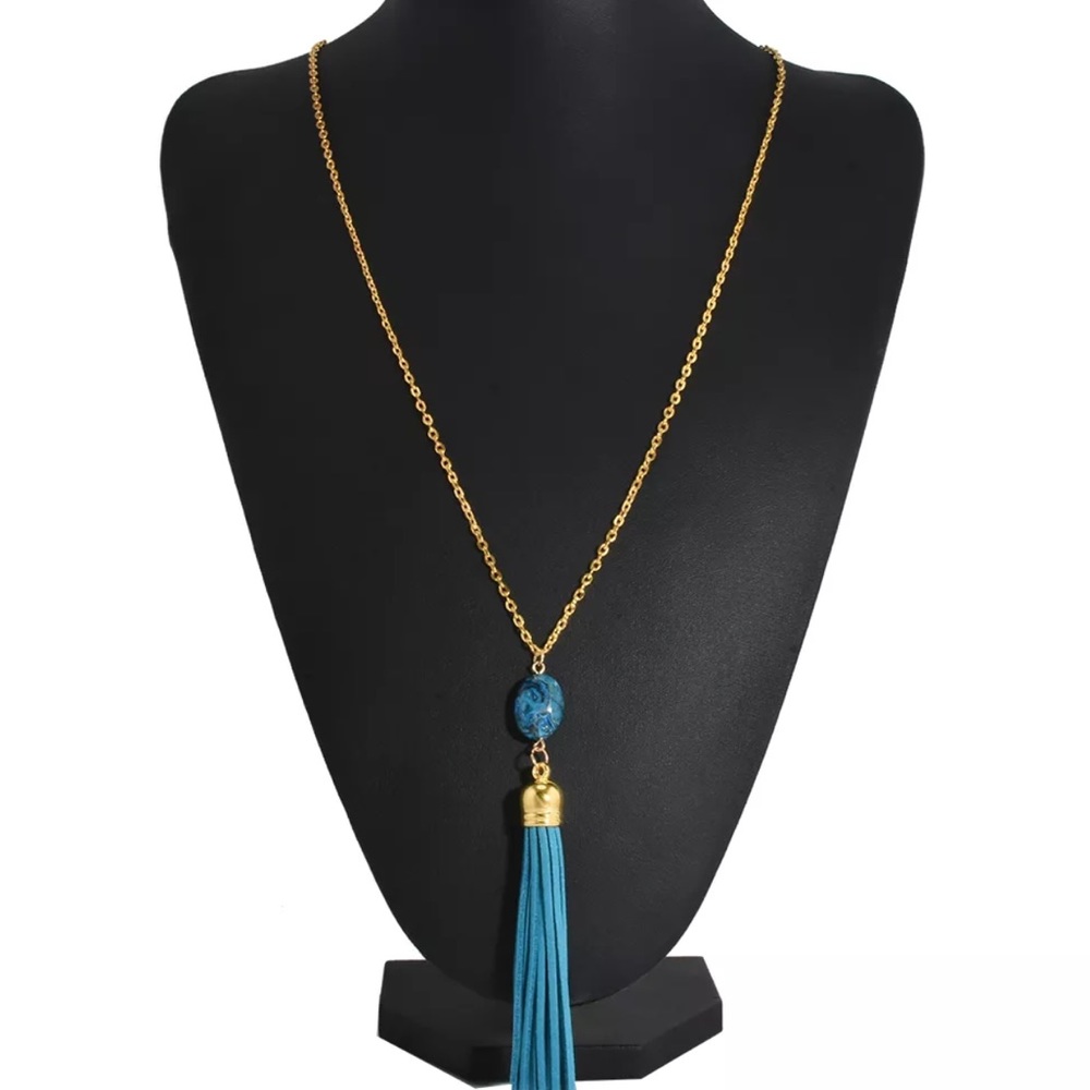 Stone Velvet Tassel Necklace - Picture 2 of 3