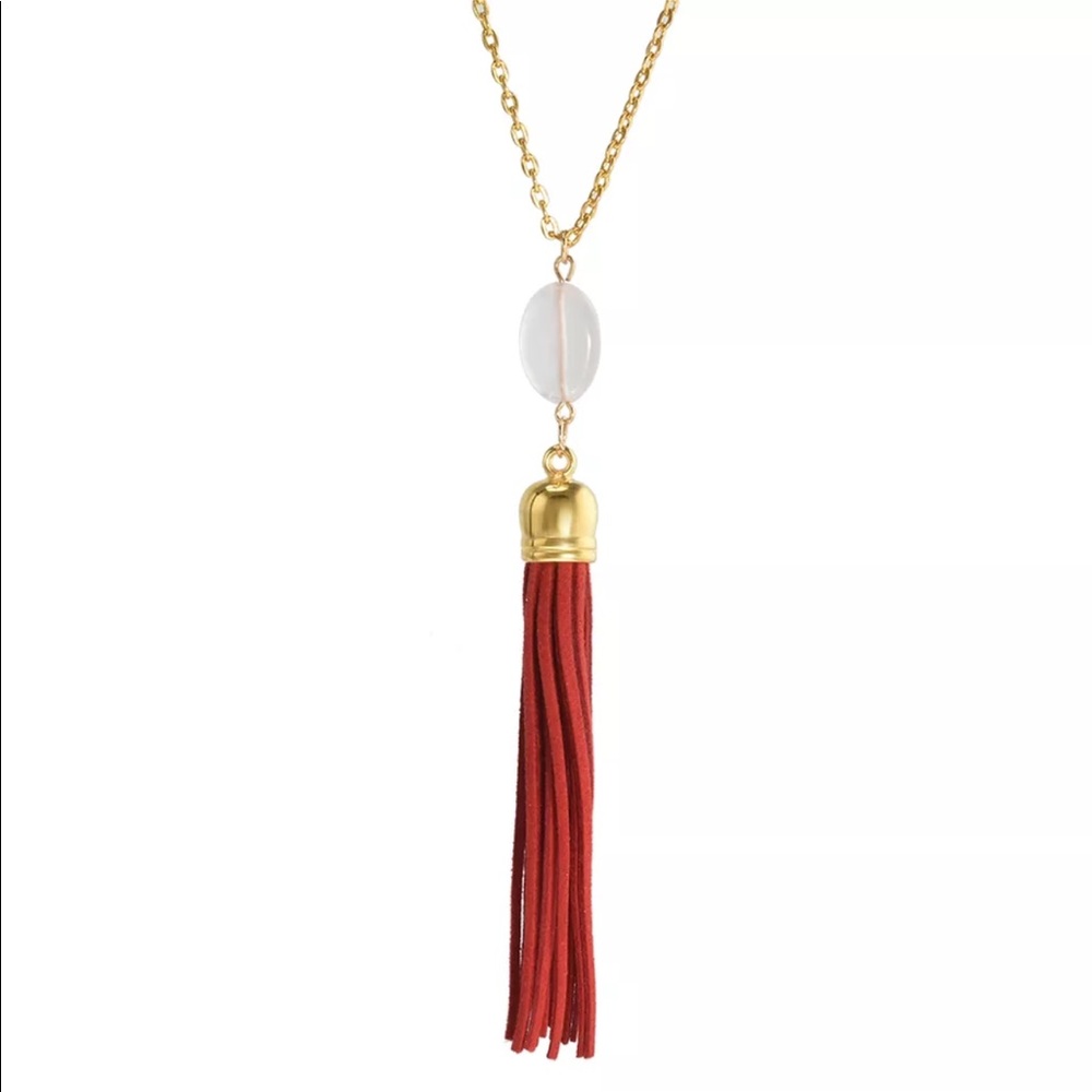 Stone Velvet Tassel Necklace - Picture 3 of 3